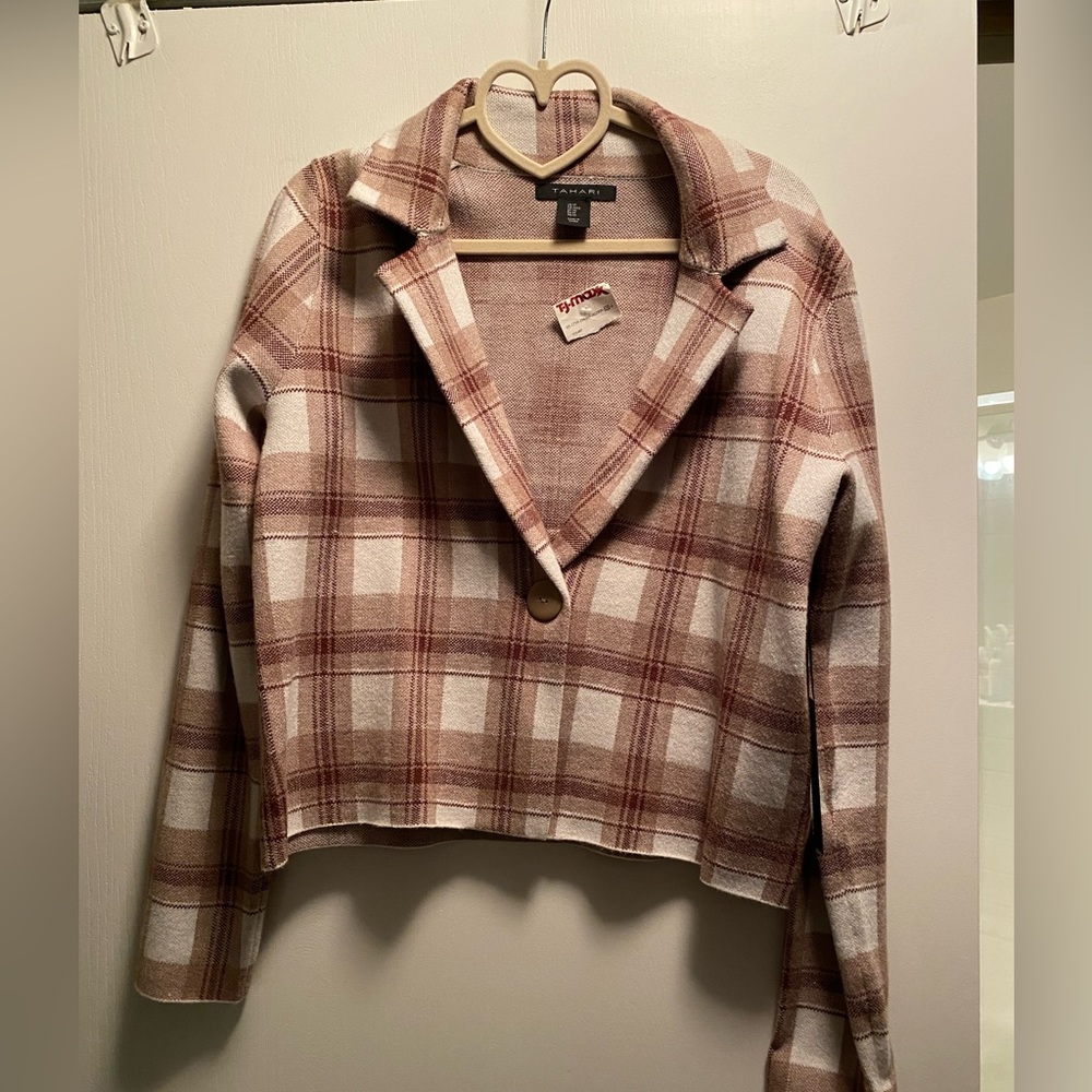 Tahari cropped sweater cardigan jacket fall M